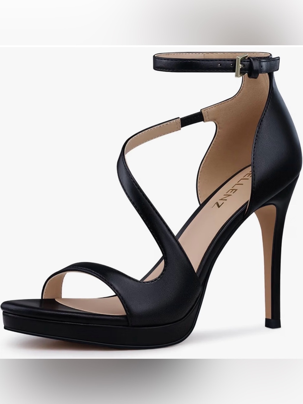Women's Black Ankle-Strap Stiletto Heels